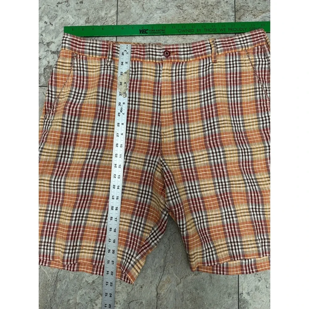 Y2K‎ Tommy Bahamas Relax Pro Leisure Consultant Size 40 100% Linen Plaid Shorts